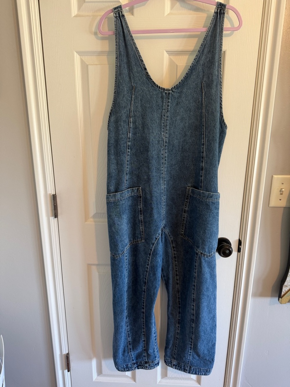 We The Free Relaxed Blue Denim Utility Jumpsuit - Picture 4 of 7